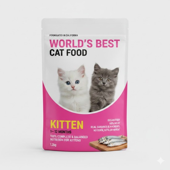 WORLD'S BEST CAT FOOD KITTEN OCEAN FISH 1.2Kg